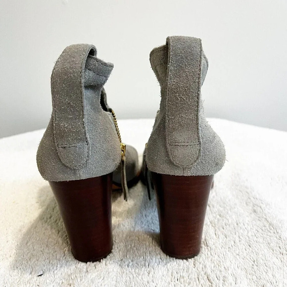 Charlotte Stone Cleo Grey Suede Ankle Booties Womens 10 Side Zip Heeled Boot - Picture 2 of 9